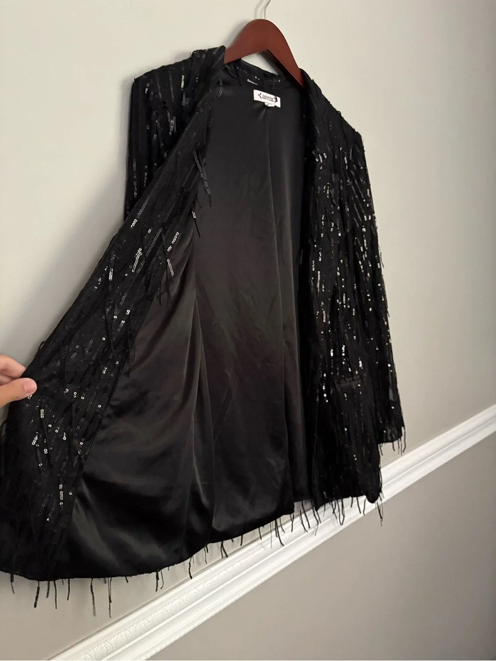Nanette Nanette Lepore Black Sequin Fringe Blazer Jacket M Statement Party